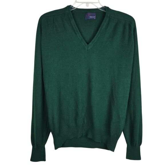 Vintage Damon So Soft Men's Sweater L V-Neck Green USA Made Preppy Classic - Picture 1 of 5